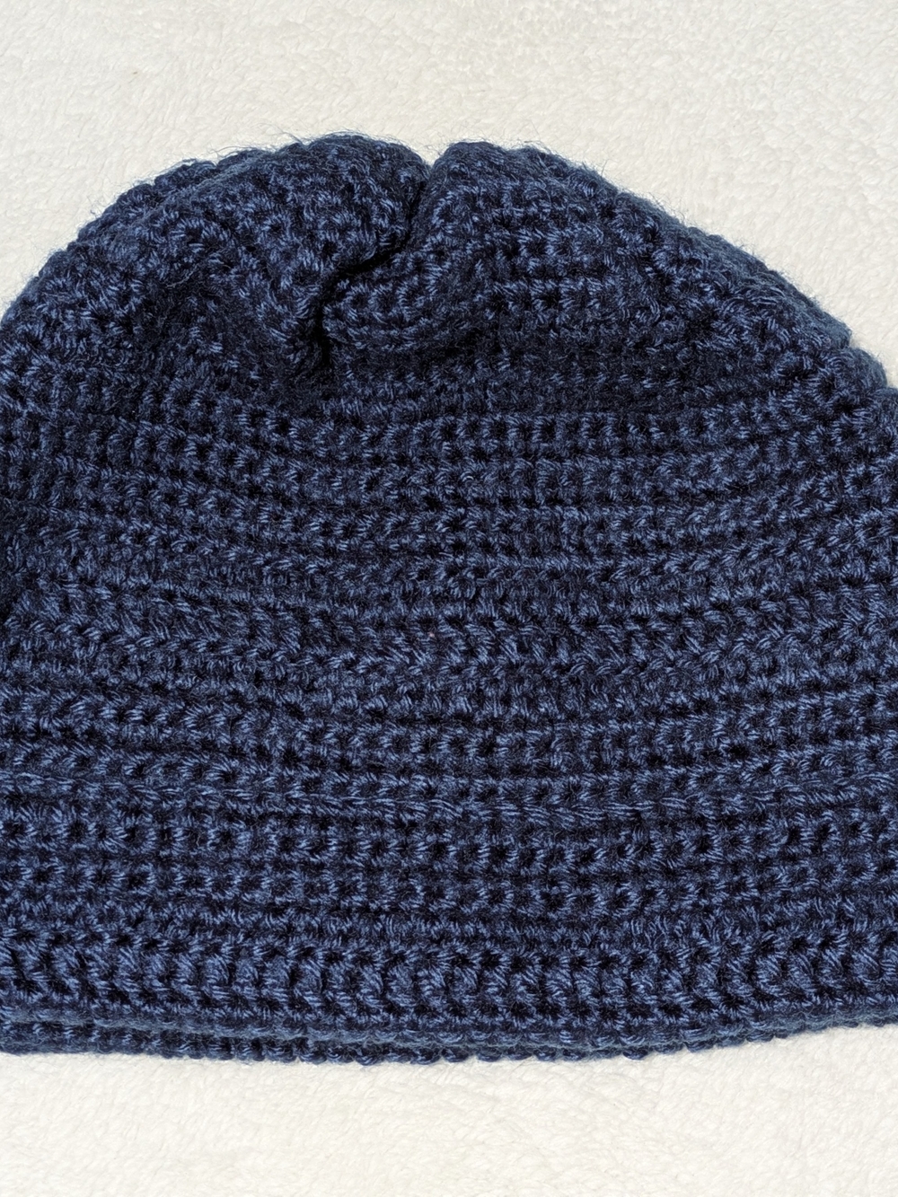 Hand-Crocheted Navy Blue Beanie – Cozy Unisex Winter Hat